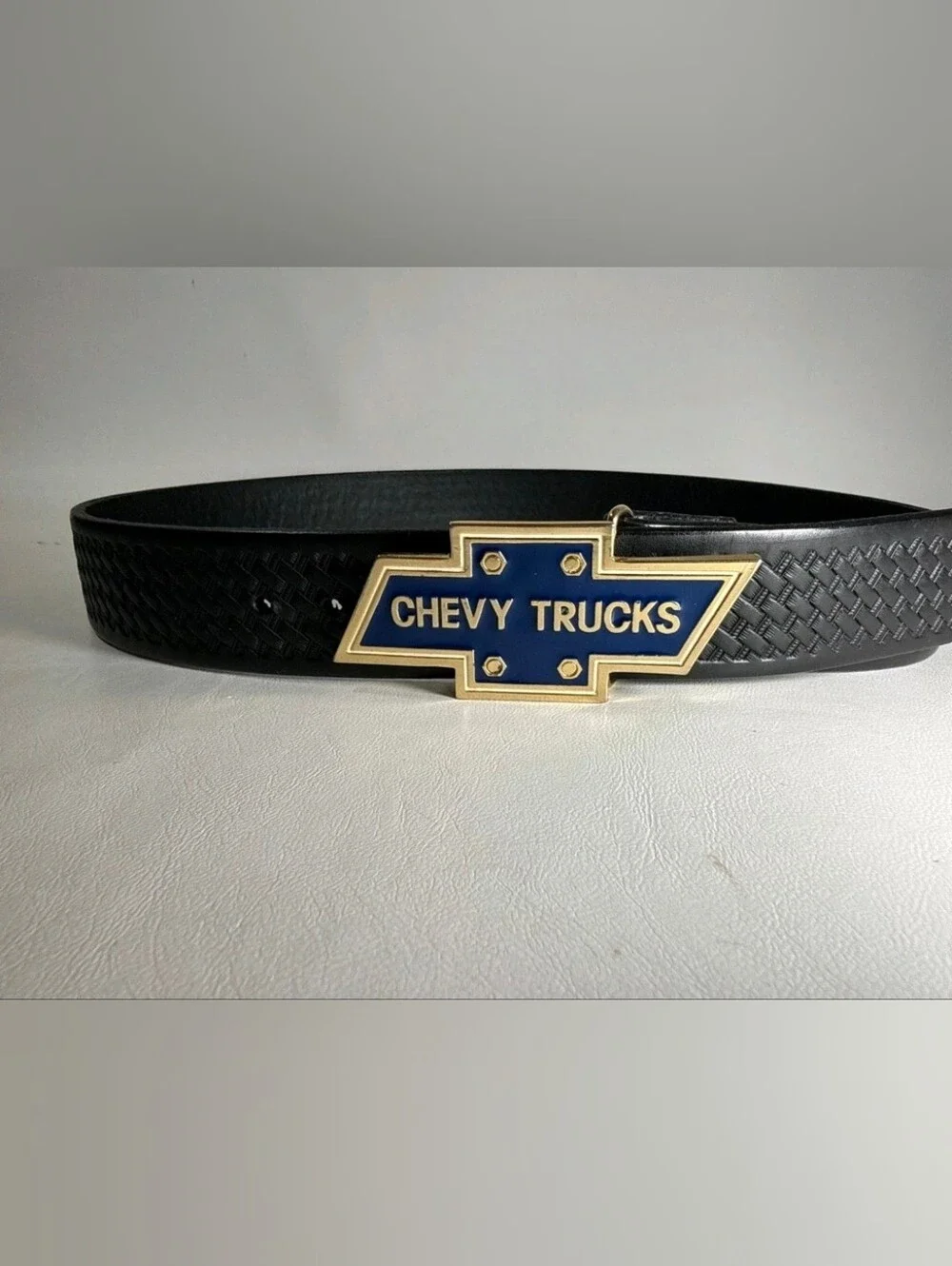 Chevrolet/Chevy Solid Brass Belt Buckle & Leather Waist Size 34 To 38 Chevy Logo